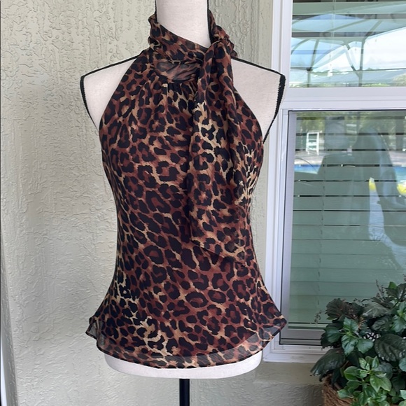 Bandolino Tops - Bandolino Leopard Print Halter Blouse